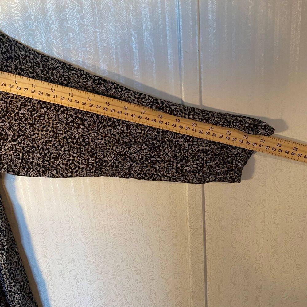 Lucky Brand Shirt Women's Size 1X Black White Boho Print 3/4 Sleeve V Neck - Picture 11 of 16